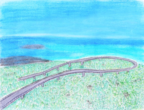 青い海と青い空「沖縄ニライカナイ橋」