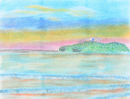 夕日の江ノ島