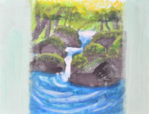 水のせせらぎ屋久島（日本画）